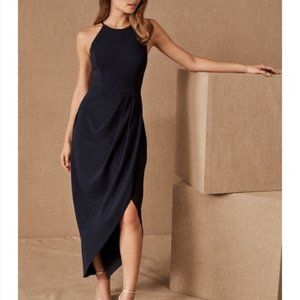 BHLDN Marceau High-Low Crepe Dress Black 6